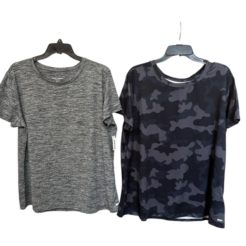 Amazon Essentials Women’s Heathered Gray and Camo Short Sleeve Shirt Size - XXL